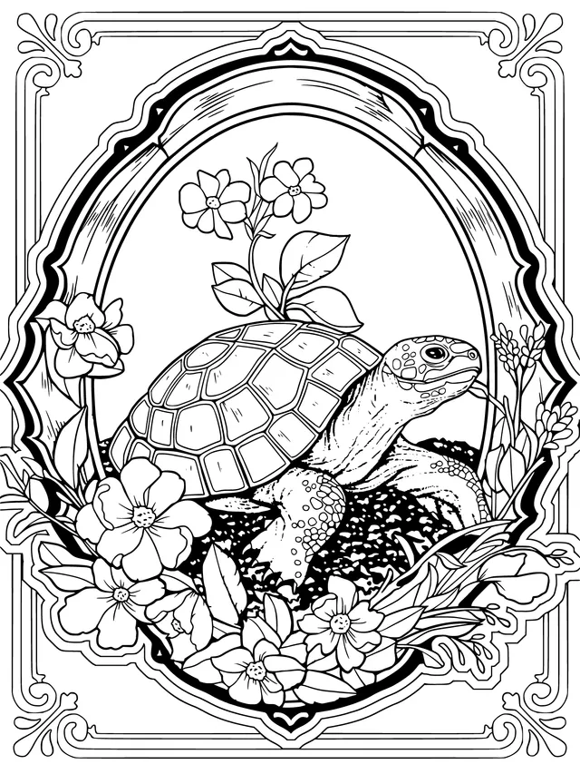 Turtle in the Flower Bed