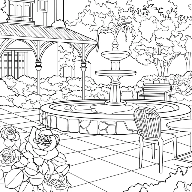 Beautiful Garden Fountain Landscape