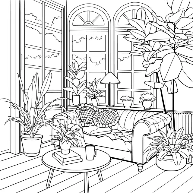 A Cozy Living Room Filled with Greenery