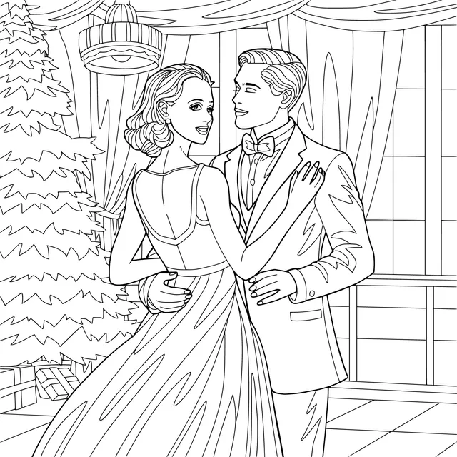 Couple dancing indoors