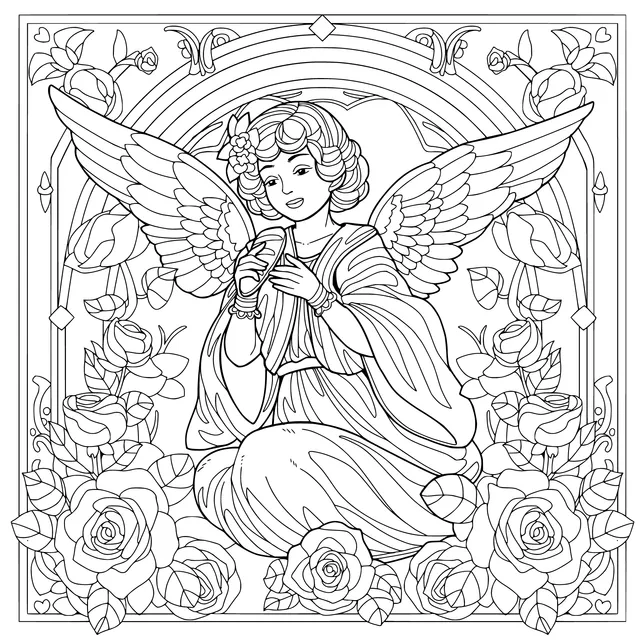 Angel with Book and Roses