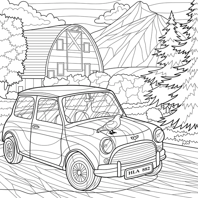 A Yellow Car on a Country Road