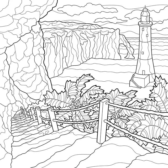 Seaside Cliff and Lighthouse Landscape