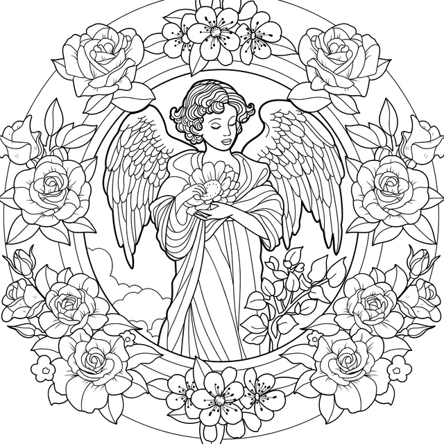 Angel Surrounded by Roses