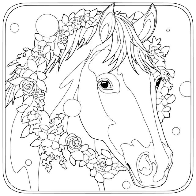 Horse Decorated with Flower Wreath
