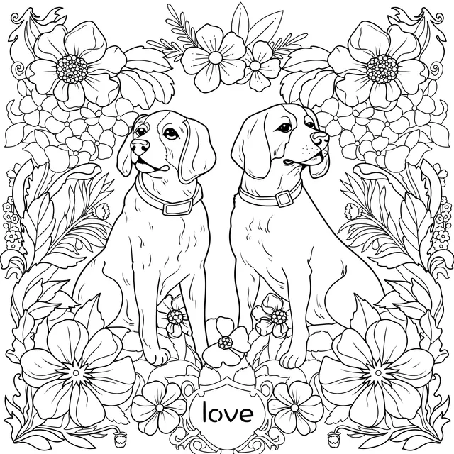 Beloved Dogs in Flower Clusters