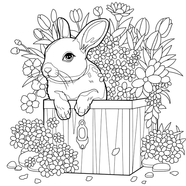 Rabbit in the Flower Bed