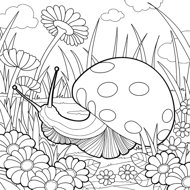 A Snail in the Flower - bed