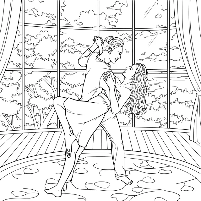 Lovers dancing romantically