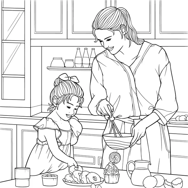 Mother - daughter cooking together