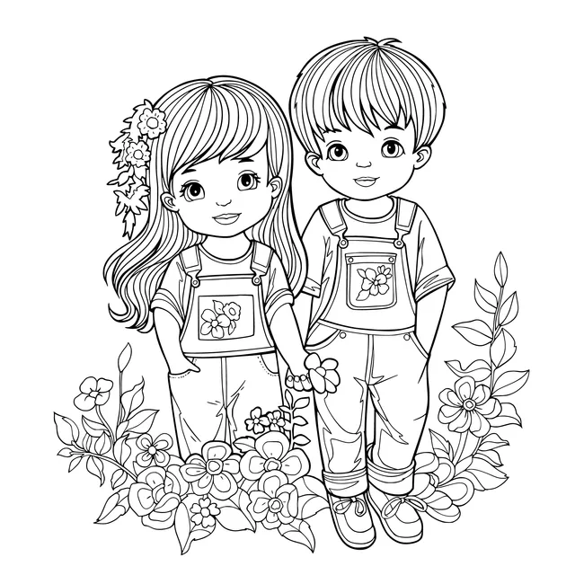 Cute children holding hands