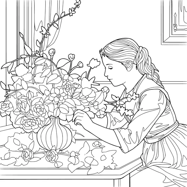 Woman Arranging Flowers