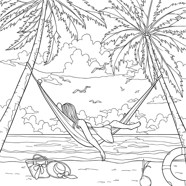 Relaxing Time in a Hammock on the Beach