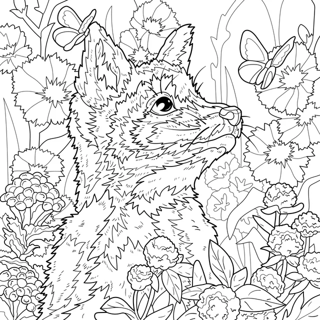 Fox in the Flowering Bushes