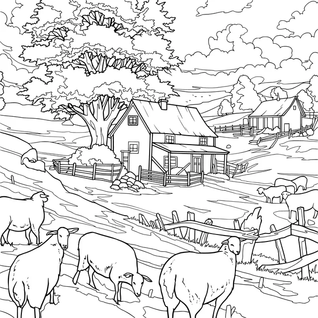 Rural Sheep - herding Scene