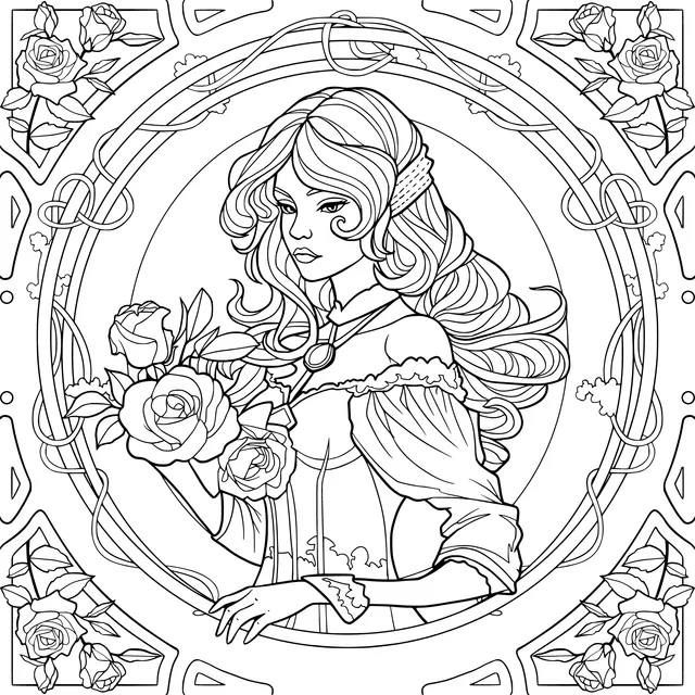 Red - haired Woman Holding Flowers
