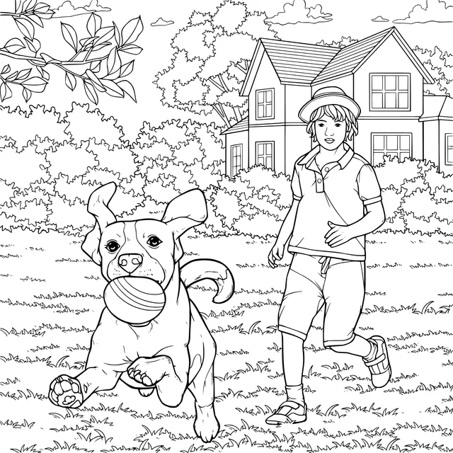 Person playing with a dog outdoors