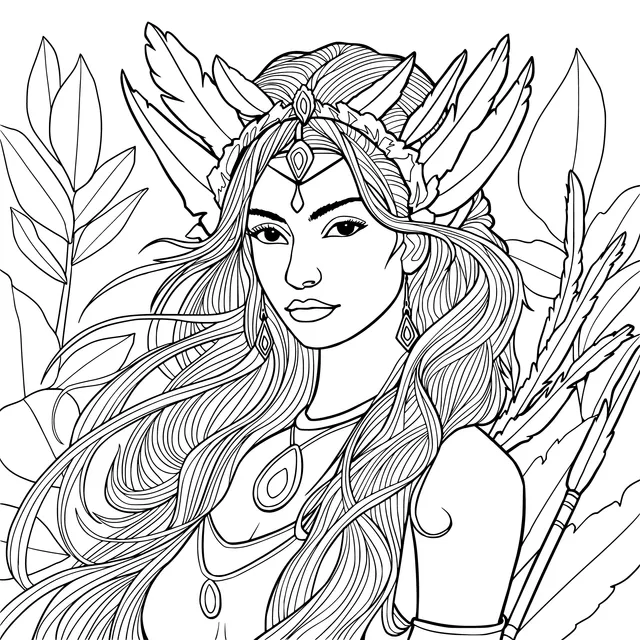 The Red - Haired Forest Goddess with Arrows
