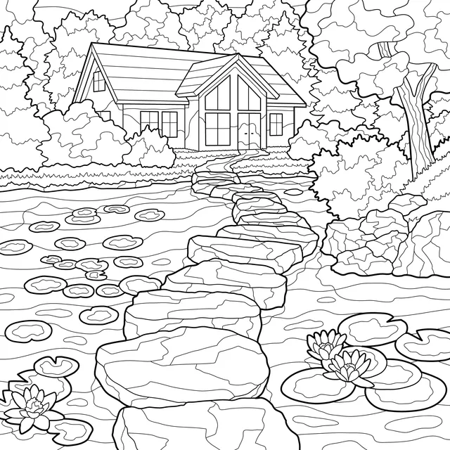Stone - paved Path to the Lakeside Cottage