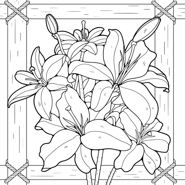 Pink lilies in a frame