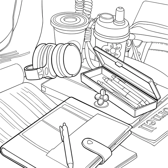 Stationery and sundries on the table