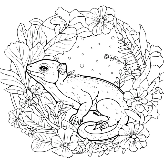 Lizard in the Flower丛