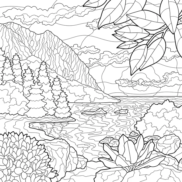 Landscape of Mountains and Water