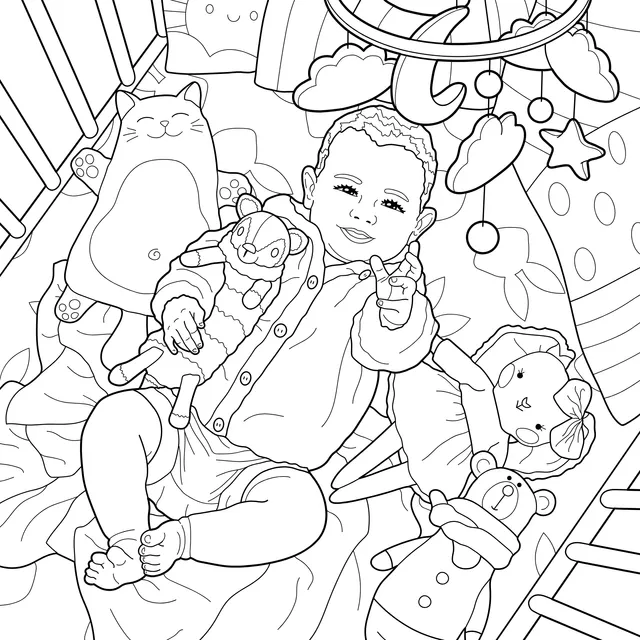 Child holding toys