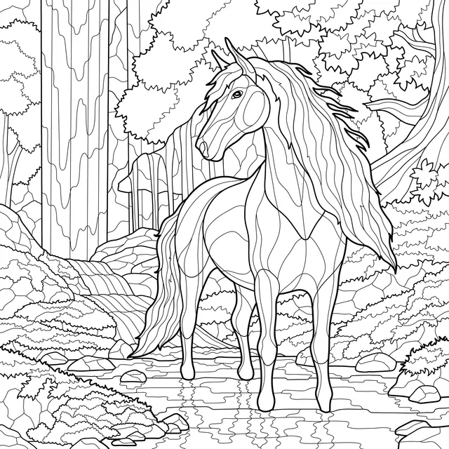 Unicorn Standing by the Stream