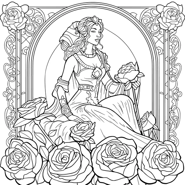 Goddess Surrounded by Roses