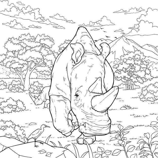 Rhinos on the Grassland