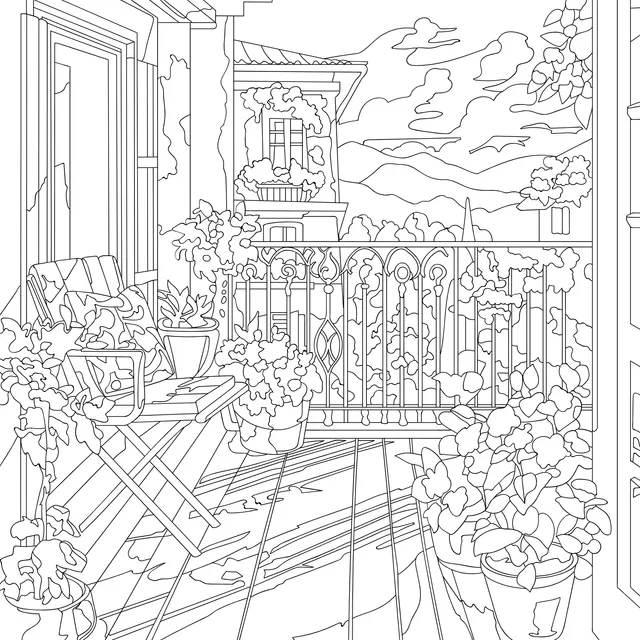 Sun - filled balcony view