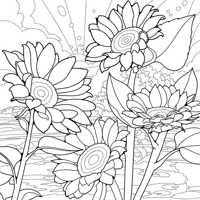 Sunflowers by the River