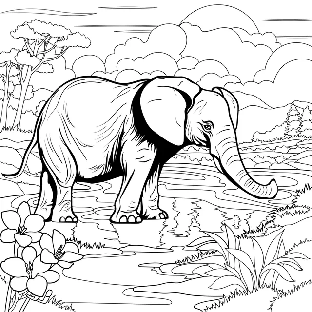 Elephant on the Grassland