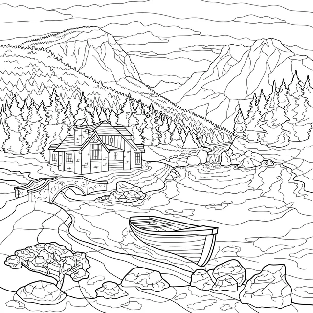 Cottage by the Mountain River
