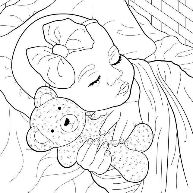 Sleeping Baby with Teddy Bear