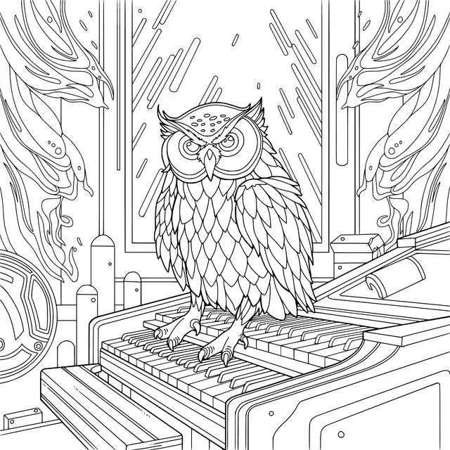 An Owl Playing the Piano