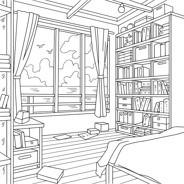 Bedroom with a sea - view study