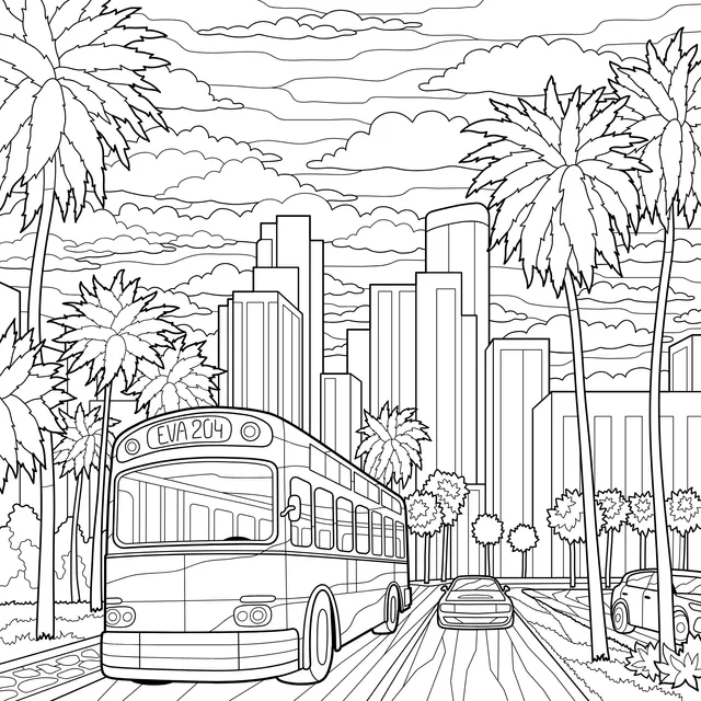 Bus and cars on a city street