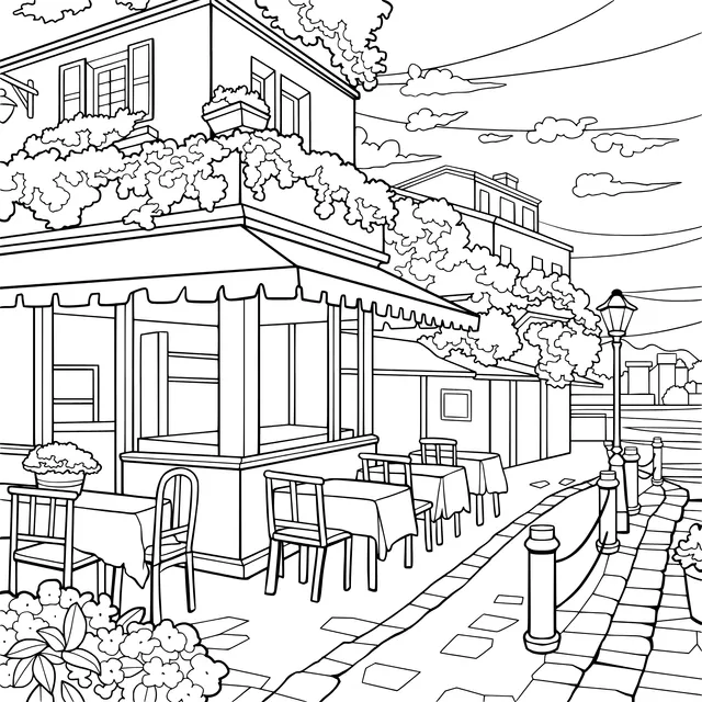 Romantic Cafe by the River