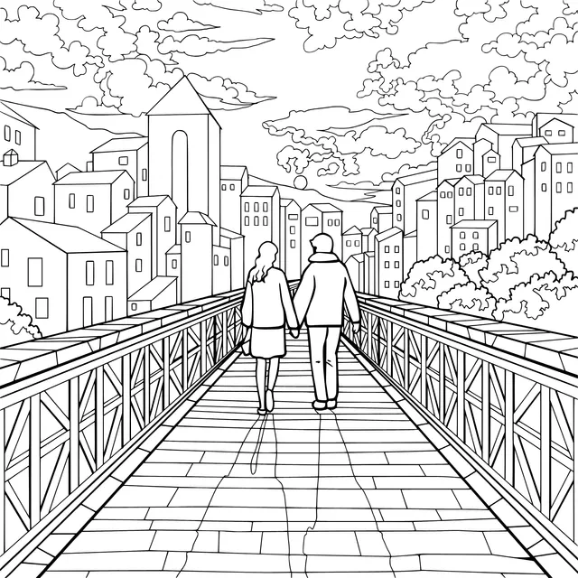 Lovers Strolling under the Sunset