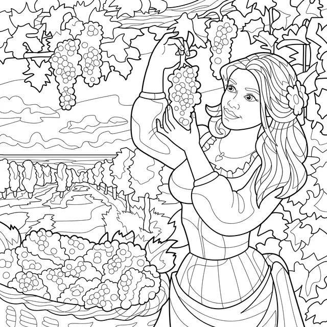Woman Picking Grapes