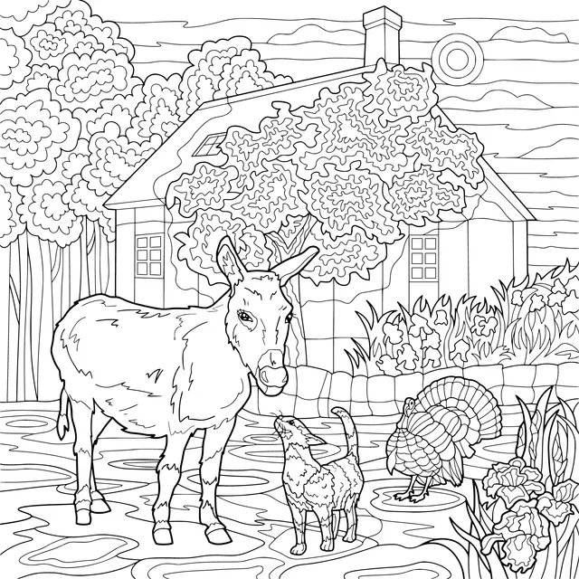 Animals beside the Farmhouse