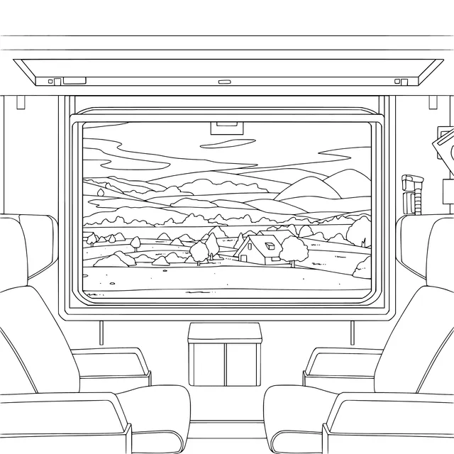 Scenery outside the window in a train carriage