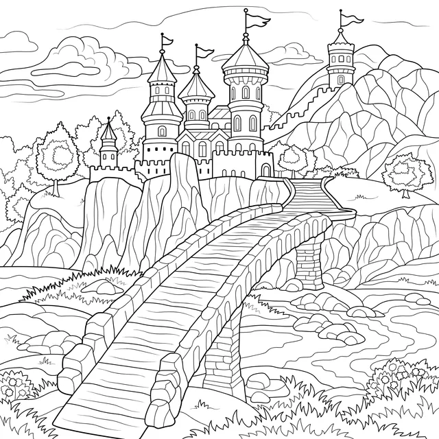 Dreamy Castle and Stone Bridge