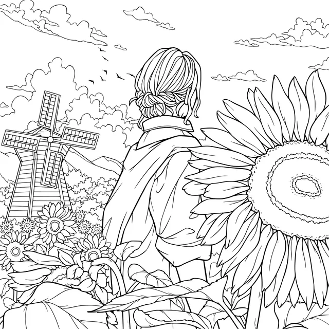 Woman in a Sunflower Field