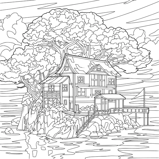 A Small House on an Isolated Lake - center Island