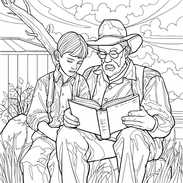 Grandparent - grandchild reading together