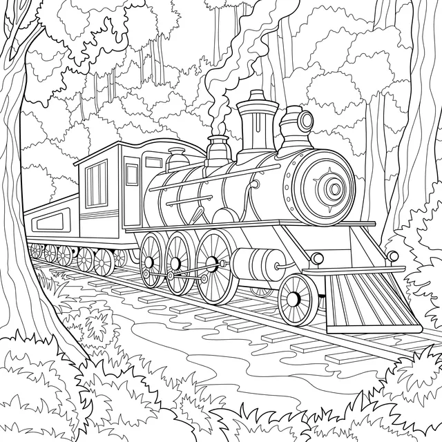 Steam Train in the Forest