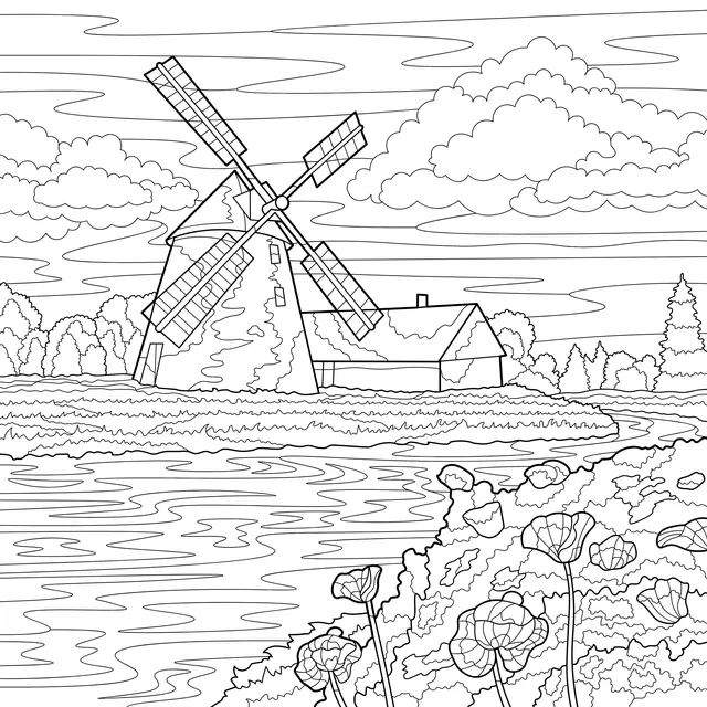 Rural Windmill Landscape